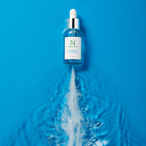 ProtoClinical k-beauty blue-toned beauty graphic with vertical teal panels.