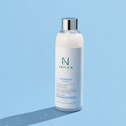 AMPLE:N Hyaluron Shot Toner Jumbo 600ml by ProtoClinical shown in a front-facing jumbo toner bottle on a clean white background, highlighting the large blue bottle and branded label for a k-beauty skincare routine.