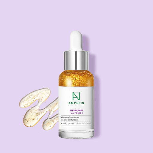 AMPLE:N Peptide Shot Ampoule 30ml by ProtoClinical displayed in retail ampoule packaging on a white background, highlighting the product presentation for a k-beauty skincare routine.