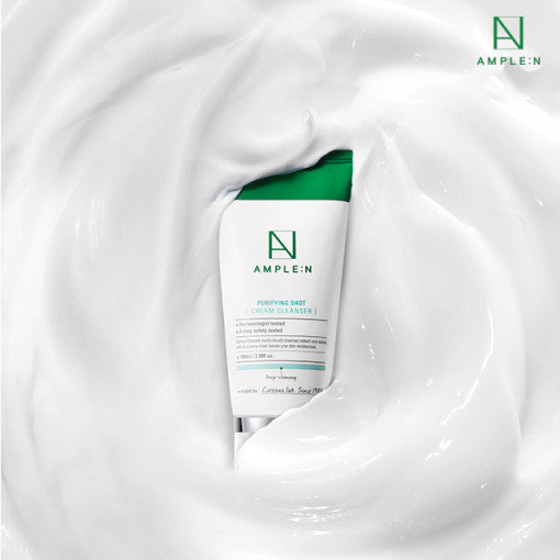 AMPLE:N Purifying Shot Cream Cleanser 150ml by ProtoClinical presented as a cleanser tube image on a clean background, highlighting the purifying formula packaging for a k-beauty skincare routine.