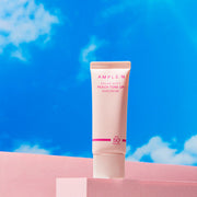 AMPLE:N Solar Shot Peach Tone Up Suncream 40ml by ProtoClinical shown with sunscreen packaging and label details on a clean background for a k-beauty skincare routine.