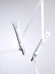 ProtoClinical k-beauty soft gray beauty panel with pale blue side tones on a light background.