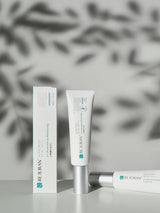 ProtoClinical k-beauty soft gray beauty panel with a warm beige center on a light background.