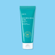 ProtoClinical k-beauty Shingmulnara Oxygen Water Face & Body Sun Cream SPF+ PA++++ 150ml multiple sky-blue and aqua sun cream packages arranged side by side on a cool blue background.