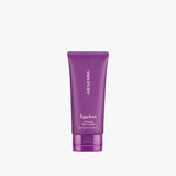 ProtoClinical k-beauty papa recipe Eggplant Clearing Sun Cream 50ml (SPF 50+ PA++++) promotional image with a smiling woman's face, soft lavender background, and a cropped hand near her cheek