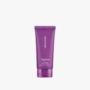 ProtoClinical k-beauty papa recipe Eggplant Clearing Sun Cream 50ml (SPF 50+ PA++++) promotional image with a smiling woman's face, soft lavender background, and a cropped hand near her cheek