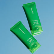 ProtoClinical k-beauty teal beauty product silhouette on a pale blue background with green center tones.
