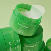 ProtoClinical k-beauty papa recipe Tea Tree Control Pad 130ml(70 Pads) single round toner pad jar packaging on a clean white background