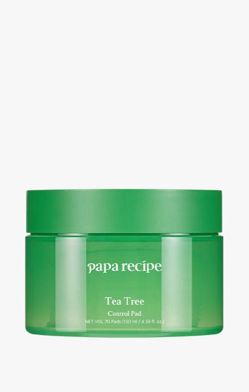 ProtoClinical k-beauty papa recipe Tea Tree Control Pad 130ml(70 Pads) single round toner pad jar packaging on a clean white background