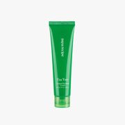 ProtoClinical k-beauty papa recipe Tea Tree Control Soothing Cream 100ml single upright green cream tube centered on a pale background with soft pink side accents.