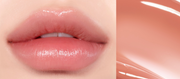 ProtoClinical k-beauty peripera PERIPERA Water Bare Tint wide coral lip tint swatch stretched horizontally across a pale pink and peach background