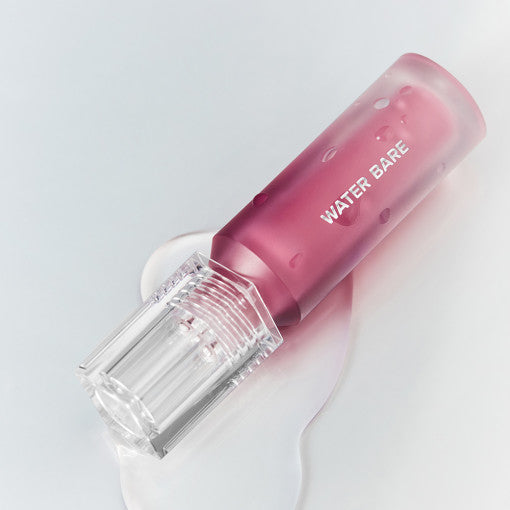 ProtoClinical k-beauty peripera PERIPERA Water Bare Tint single berry-pink lip tint swatch centered on a pale aqua and white background