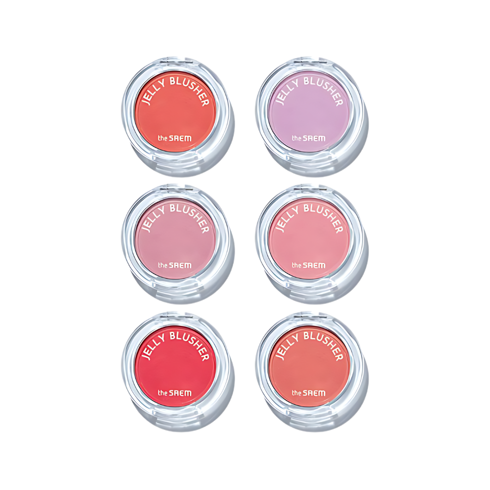 ProtoClinical k-beauty The SAEM Jelly Blusher 4.5g * 6 colors single soft pink blush compact centered on a clean white background