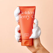 ProtoClinical k-beauty The SAEM Urban Eco Golden Berry C Cleansing Foam 150ml single front-facing cleanser package with warm yellow accents on a white background.