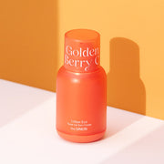 ProtoClinical k-beauty The SAEM Urban Eco Golden Berry C Tone Up Sun Cream 50ml warm peach bottle silhouette with pale blue side accents centered on a light background