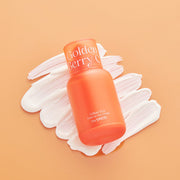 ProtoClinical k-beauty The SAEM Urban Eco Golden Berry C Tone Up Sun Cream 50ml peach bottle silhouette with a deeper central shade centered on a light background