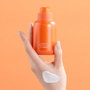 ProtoClinical k-beauty The SAEM Urban Eco Golden Berry C Tone Up Sun Cream 50ml soft peach bottle silhouette centered on a light background