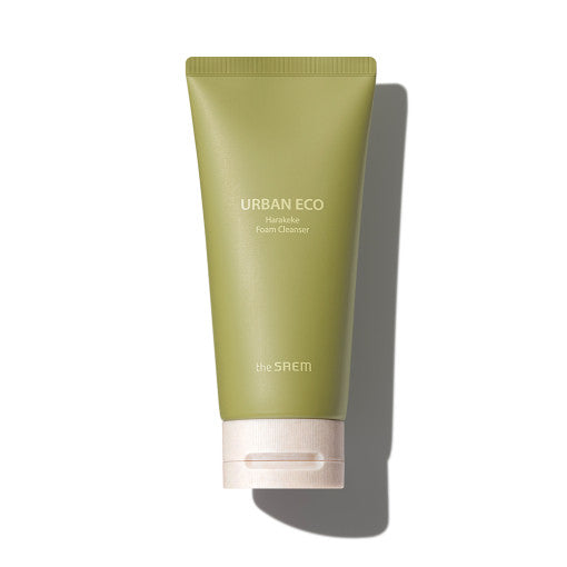 ProtoClinical k-beauty The SAEM Urban Eco Harakeke Foam Cleanser 150g single front-facing cleanser package with green accents on a white background.