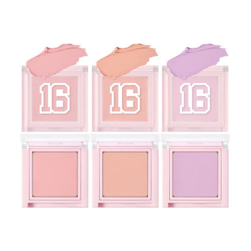 ProtoClinical k-beauty 16BRAND MINI MINI BLUSHER (3colors) single mini blush compact in a square product packshot