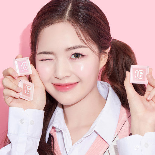 ProtoClinical k-beauty 16BRAND MINI MINI BLUSHER (3colors) single mini blush compact in a square product packshot