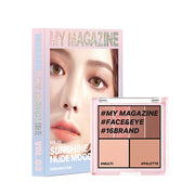 ProtoClinical k-beauty 16BRAND My Magazine Shadow Palette 7.5g (10colors) open rose pink eyeshadow palette beside its matching box on a clean white background