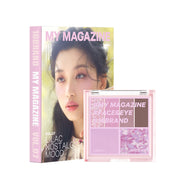 ProtoClinical k-beauty 16BRAND My Magazine Shadow Palette 7.5g (10colors) open rose pink eyeshadow palette beside its matching box on a clean white background