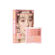 ProtoClinical k-beauty 16BRAND My Magazine Shadow Palette 7.5g (10colors) open rose pink eyeshadow palette beside its matching box on a clean white background