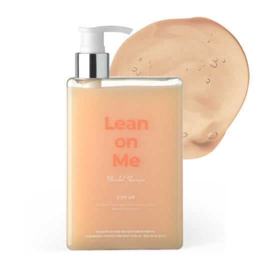 ProtoClinical k-beauty withbecon LeanOnMe Shampoo 360ml single warm beige shampoo bottle shown upright and centered on a pale blue and white background