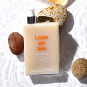 ProtoClinical k-beauty withbecon LeanOnMe Shampoo 360ml multi-item beige and brown product set arranged side by side on a pale blue and cream background