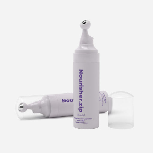 ProtoClinical k-beauty withbecon Nourisher.zip Hair Serum Ampoule 30ml in a single slim hair serum ampoule bottle, centered upright on a soft light background