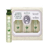 ProtoClinical k-beauty muted olive beauty product set with four pale vertical forms on a light background.