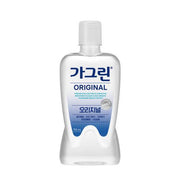 ProtoClinical k-beauty Gagreen Original Mouthwash 750ml single upright blue mouthwash bottle centered on a pale background with soft yellow side accents.