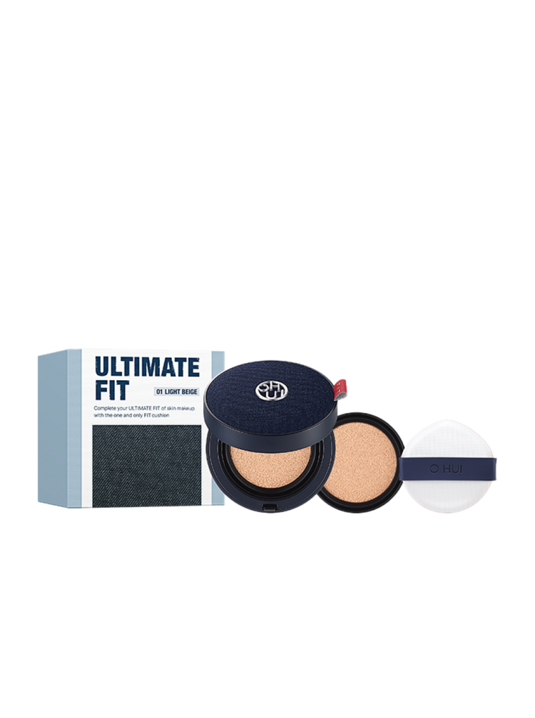 ProtoClinical k-beauty O HUI Ultimate Fit Longwear Jean Cushion 15g X 2ea (SPF 35/PA++) (2colors) boxed product packaging on a white background.