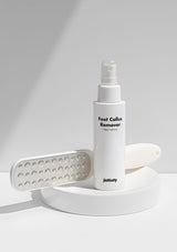 ProtoClinical k-beauty vertical cosmetic banner graphic in soft gray and beige tones on a light background.