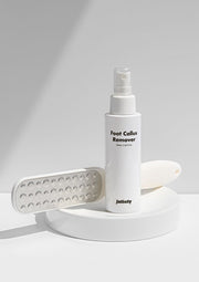 ProtoClinical k-beauty vertical cosmetic banner graphic in soft gray and beige tones on a light background.
