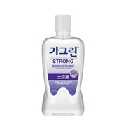 ProtoClinical k-beauty Gagreen STRONG Mouthwash 750ml single upright lavender-blue mouthwash bottle centered on a pale background with soft yellow side accents.