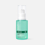 ProtoClinical k-beauty pink and aqua beauty graphic with a centered green shape on a light background.