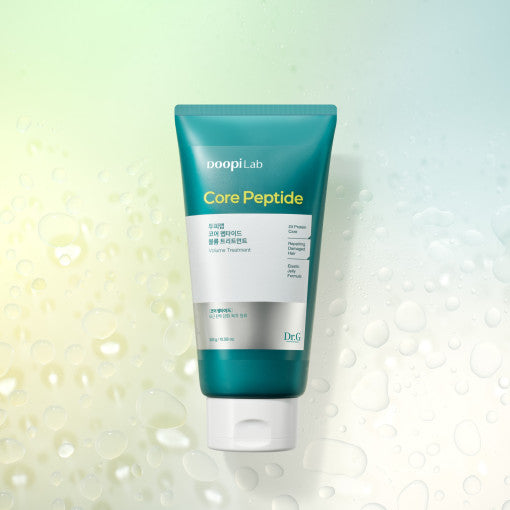 ProtoClinical k-beauty Dr.G Doopi Lab Core Peptide Volume Treatment 300g in a teal squeeze tube with a white cap, silver lower panel, and front-facing packshot on a clean white background