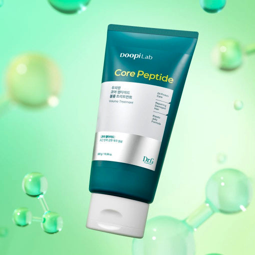 ProtoClinical k-beauty Dr.G Doopi Lab Core Peptide Volume Treatment 300g in a teal squeeze tube with a white cap, silver lower panel, and front-facing packshot on a clean white background