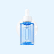 ProtoClinical k-beauty pale blue beauty product silhouette centered on a clean white background with soft peach and blue corner accents.