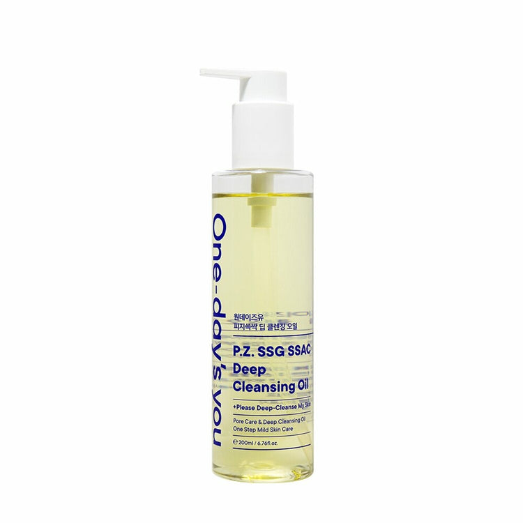 ProtoClinical k-beauty One day's you P.Z. SSG SSAG Deep Cleansing Oil 200ml single tall cleansing oil bottle on a white background.