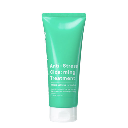 ProtoClinical k-beauty One-day's you Anti-Stress Cica:ming Treatment 200ml single upright bright green treatment package centered on a pale pink and white background.