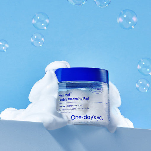 ProtoClinical k-beauty One-day's you Help Me Bubble Cleansing Pad 150ml(60 pads) single round blue cleansing pad container centered on a light background