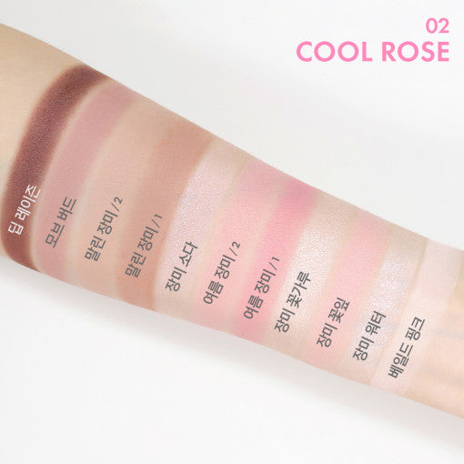 ProtoClinical k-beauty soft pink beauty graphic with a mauve left edge and pale blue lower accents on a light background.