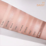 ProtoClinical k-beauty soft peach and taupe beauty graphic with a pale blue lower edge on a light background.