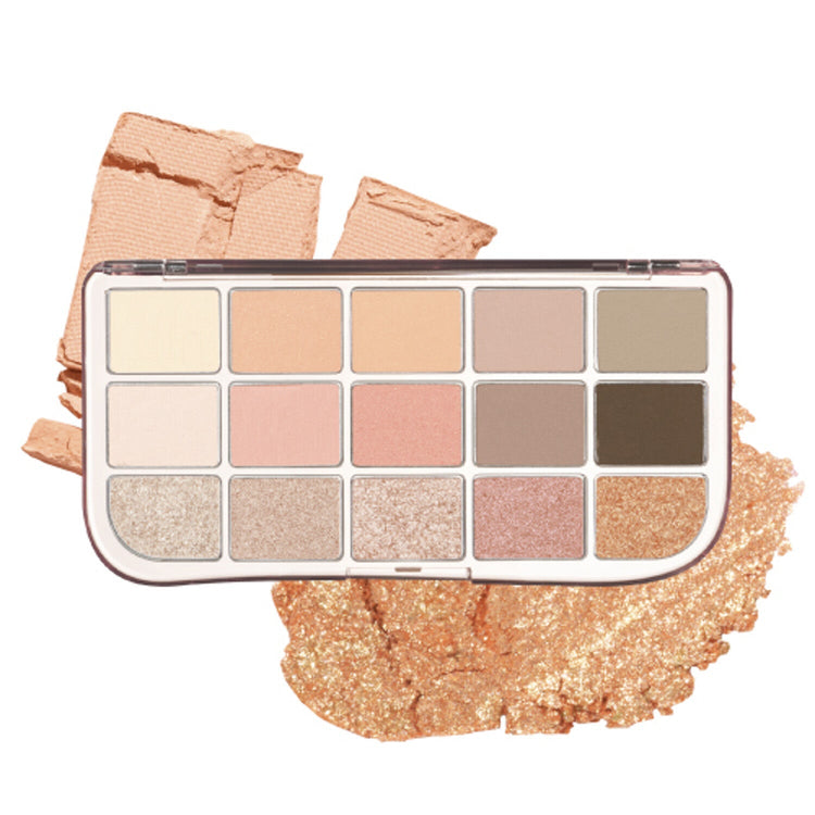 ProtoClinical k-beauty fwee More Mood Eyeshadow Palette 12g square eyeshadow palette grid with multiple soft neutral shade blocks on a light background