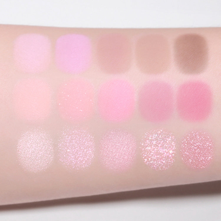 ProtoClinical k-beauty fwee More Mood Eyeshadow Palette 12g square pink eyeshadow palette grid with rosy shade blocks on a light background