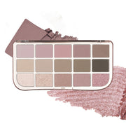ProtoClinical k-beauty fwee More Mood Eyeshadow Palette 12g square warm neutral eyeshadow palette grid with beige and taupe shade blocks on a light background