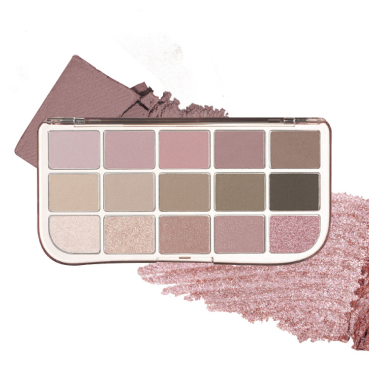 ProtoClinical k-beauty fwee More Mood Eyeshadow Palette 12g square warm neutral eyeshadow palette grid with beige and taupe shade blocks on a light background