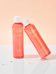 ProtoClinical k-beauty CAREZONE A-Cure Clarifying Toner 240ml single upright coral toner bottle centered on a pale blue background